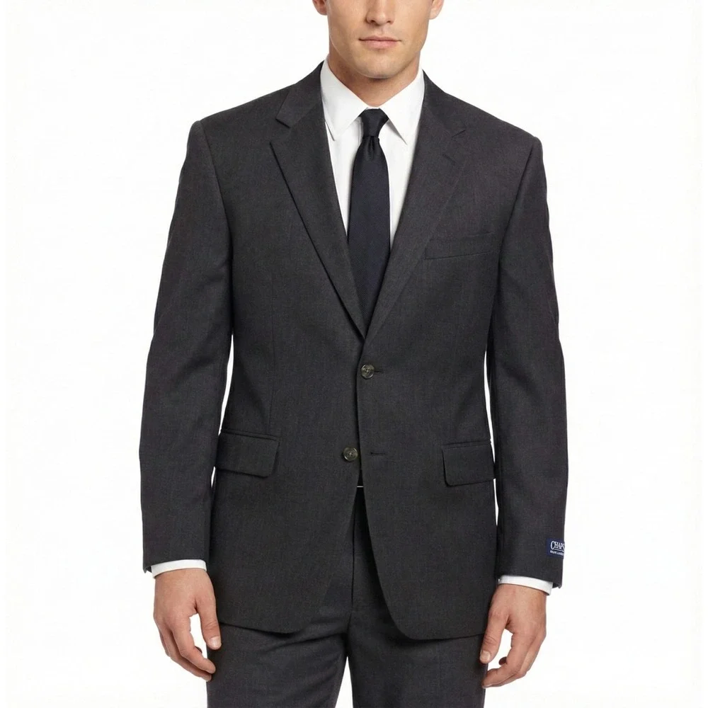 Chaps Ralph Lauren Men's 43R Charcoal Pinstripe Wool Blend Suit Jacket Blazer‎
